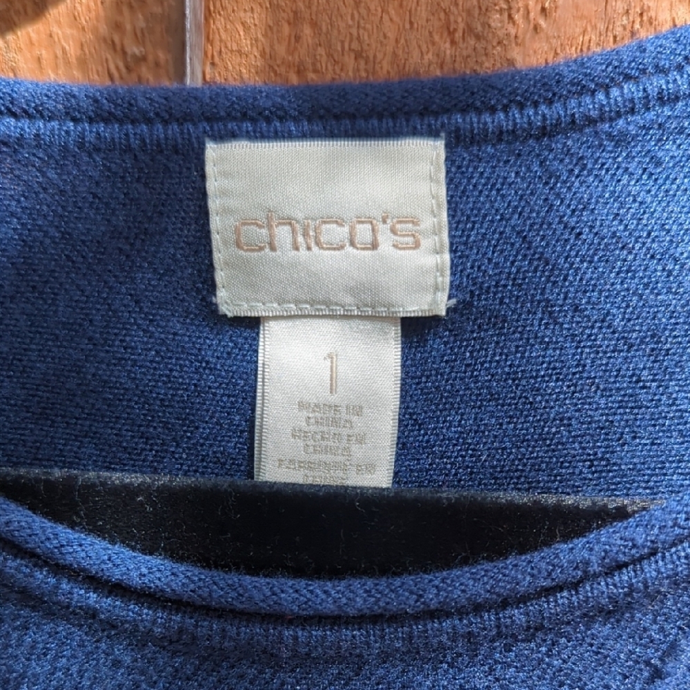 Chico's Deep Navy Crewneck Sweater - Picture 2 of 4